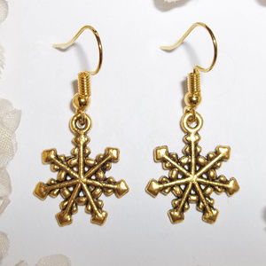 Gold Snowflake Earrings Gift Idea For Her NWT 2709